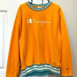 Champion Yellow and Blue Reverse Weave Crewneck